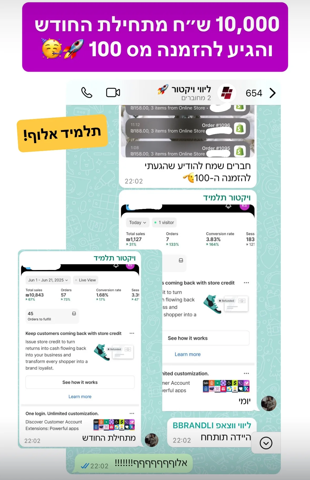 10,000 ש״ח והזמנה 100
